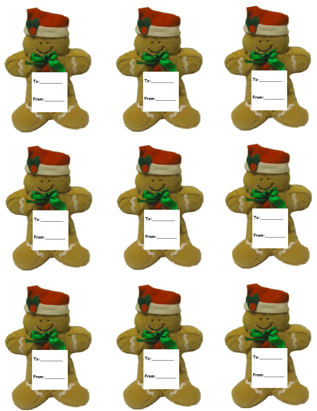 Free Gingerbread Gift Tags For Christmas Presents by Church House Collection- Free Printable Gingerbread Cutout Templates
